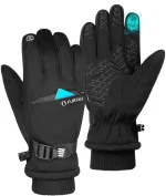 FURTALK Winter Gloves for Men Women Polyester Zipper Adjustable Strap Waterproof Windproof Gloves