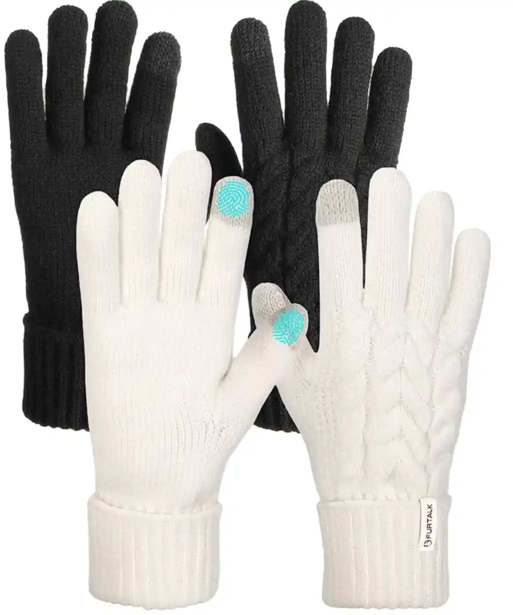 1_副本 FURTALK Winter Gloves for Women Touch Screen Thick Warm Ski Snow Gloves for Cold Weather 2 Pairs - Image 1