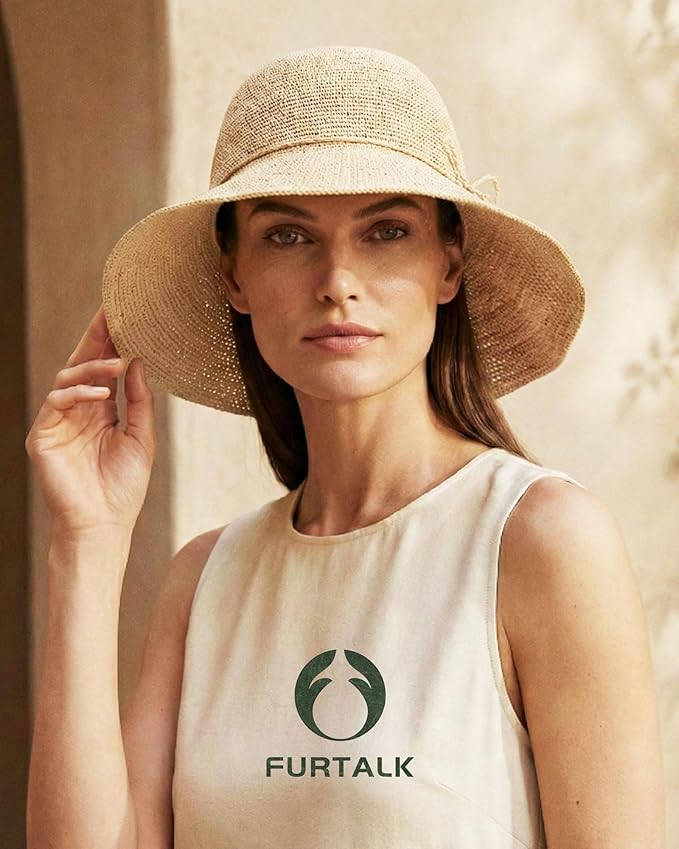 4 FURTALK Beach Sun Hat for Women Foldable Packable Handmade Straw Hats Sun Protection Floppy Travel Essentials - Image 1