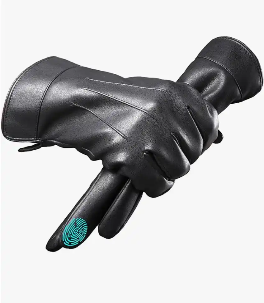 5_副本 FURTALK Winter PU Leather Gloves for Men Cold Weather Touchscreen Driving Warm Fleece Lined - Image 1