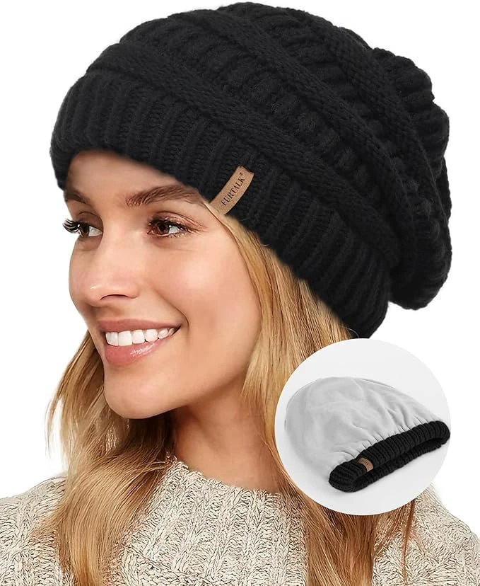 717zYQ0SKhL._AC_SX679 FURTALK Winter Hats for Women Fleece Lined Knit Beanie Hats Slouchy Warm Beanies Ski Skull Cap - Image 1