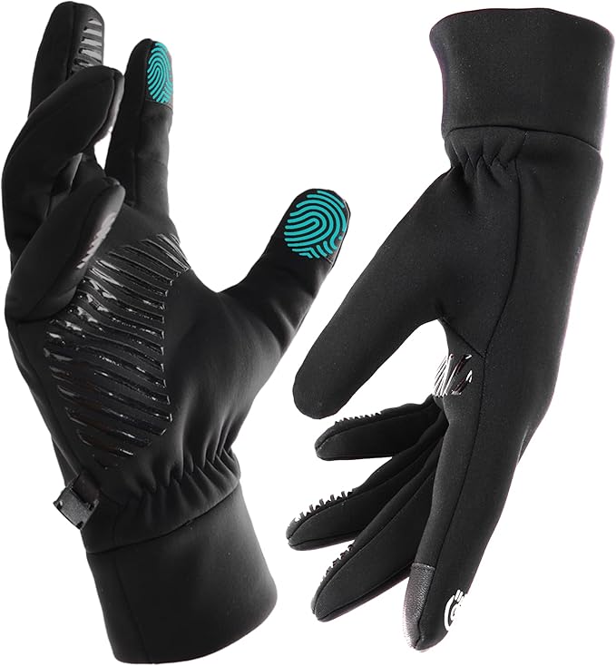 71Y-Mqx89ML._AC_SX679_ FURTALK Lightweight Gloves for Men Women Cool Weather Anti-Slip Running Cycling Driving Warm Fleece Lined - Image 1