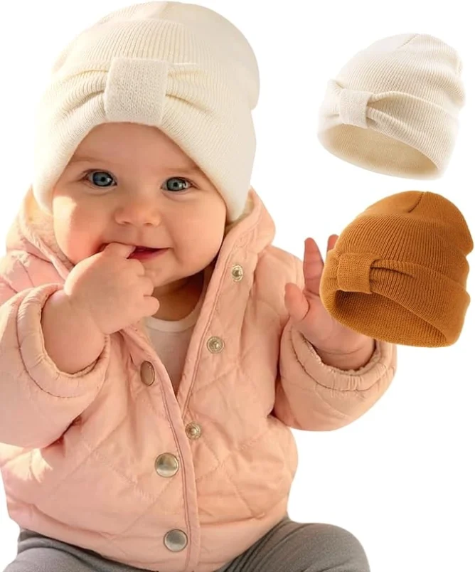 71iON5JB1UL._AC_SX679 FURTALK Baby Beanie Winter Hat Knitted Warm Hat with Cute Bow Infant Toddler Cuffed Beanies - Image 1