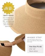 FURTALK Sun Hats for Women Wide Brim Beach Hat Straw Visor Ponytail Summer UV Packable Foldable Beach Vacation Essentials - Image 3