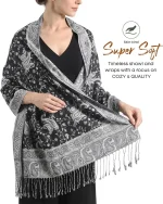 FURTALK Reversible Paisley Pashmina Shawl Wraps for Women Soft Exotic Indian Rave Scarf for Evening Dress Festival Scarves - Image 3