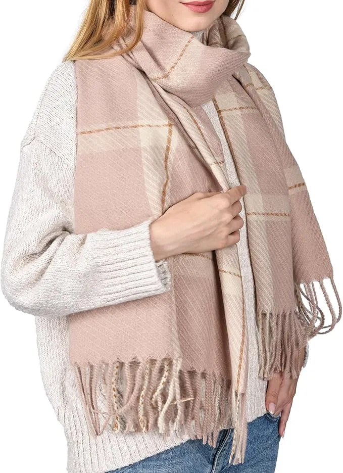 81EK777FIqL._AC_SX679 FURTALK Winter Scarf for Women Shawl Soft Tassel Plaid Large Oversized Scarves Wraps - Image 1