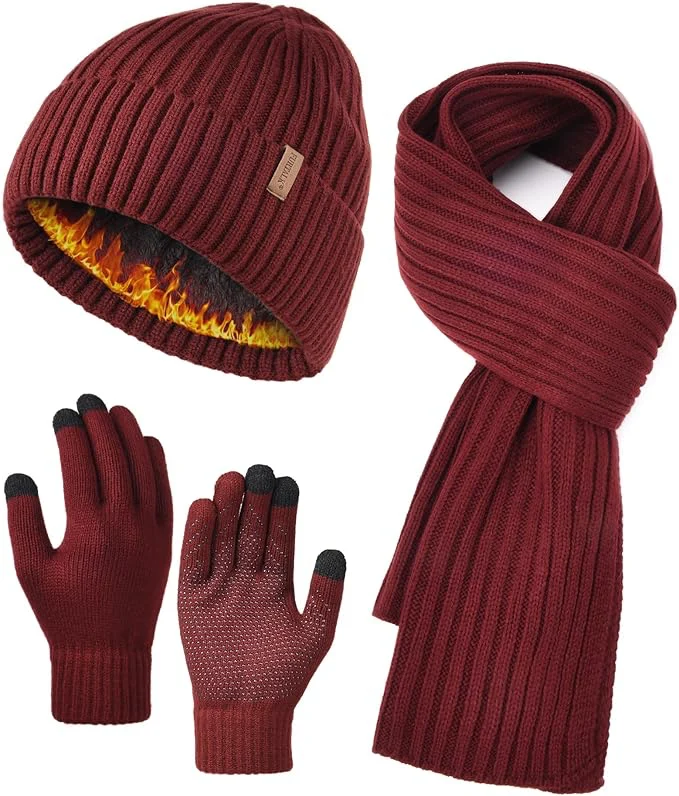 81kTAfD3dAL._AC_SX679 FURTALK Winter Warm Knit Beanie Hat Long Scarf Touchscreen Gloves Set Fleece Lined Skull Cap for Men Women - Image 1