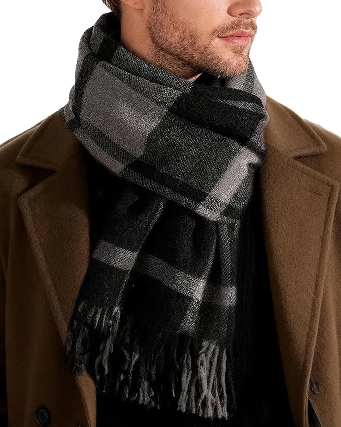 81l4hC91yaL._AC_SX679 FURTALK Winter Scarf for Men Long Soft Warm Scarves Plaid Tassel Scarf for Men - Image 1