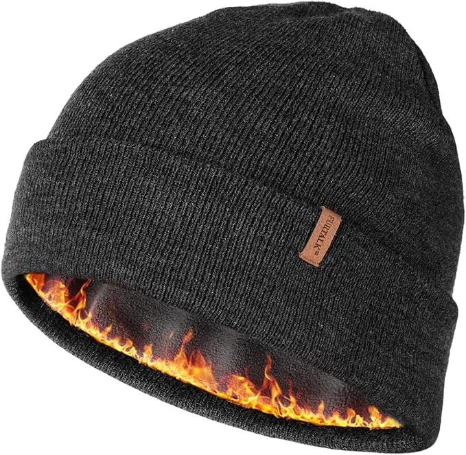 81y8snC6R1L._AC_SX679 FURTALK Mens Beanie Fleece Lined Winter Hats Double Layered Stylish Knited Cuffed Plain Hat - Image 1